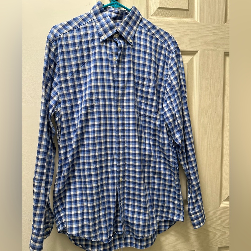 Vineyard Vines Blue and White Plaid Men's Shirt